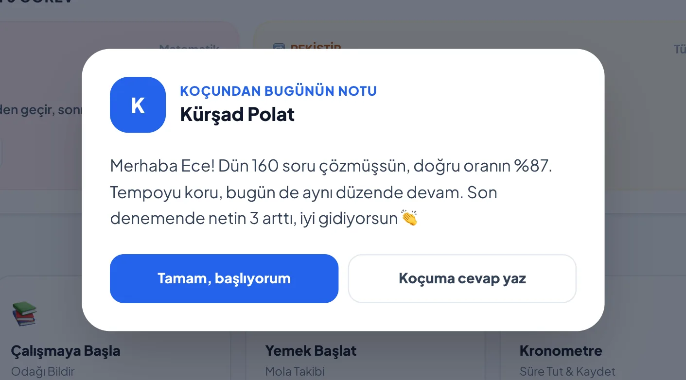 Günlük Koç Notu — gerçek ekran görüntüsü